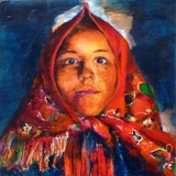 Jeune paysanne - 30 x 30 cm - 2011 - PAYSANNES (toiles)