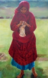 Paysanne au tricot - 160 x 100 cm - 2011 - PAYSANNES (toiles)