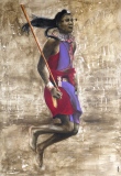 Guerrier Massaï - 90 x 130 cm - 2020 - POSTURES