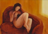 Attente en lisant I - 25 x 36 cm - 2008 - ENCRES COULEURS