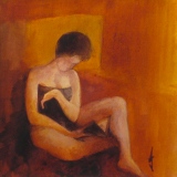 Attente en lisant II - 25 x 25 cm - 2008 - ENCRES COULEURS